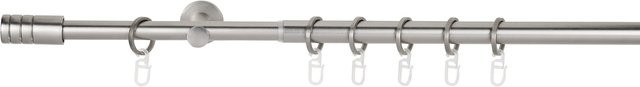 Ondeco Gardinenstange ausziehbar 1-lauf zur Wandmontage mit Ringen in Edelstahl-Optik, Breite: 160-280 cm - Bild 1