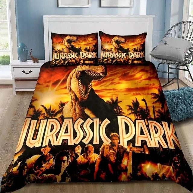Jurassic Park Dinosaurier Bettwäsche-Set mit Motiv-Druck, 2-teilig, Mehrfarbig, B/H: 135 x 200 cm - Bild 1