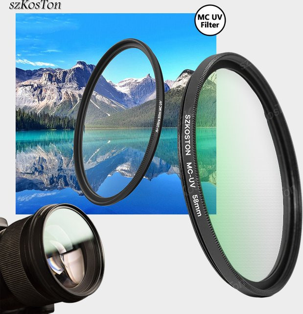 SZKOSTON UV Digitalfilter Objektivschutz in Schwarz für Canon Nikon Sony DSLR SLR Kameras mit verschiedenen Filterdurchmessern von 37 mm bis 82 mm - Bild 1