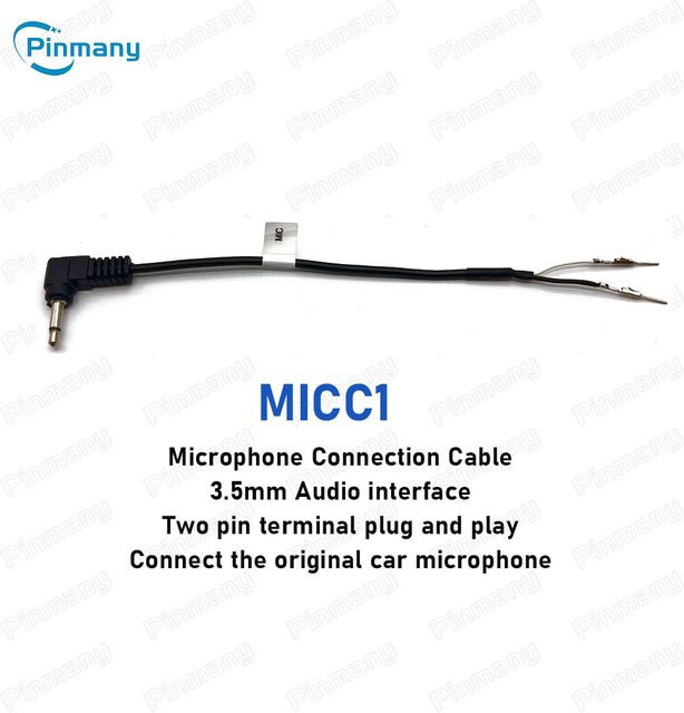 pinmany Auto-Radio-Mikrofonkabel-Adapter MICC1 für Android-Headunit als MIC-Kabelbaum-Stecker Buchsenanschluss für Hyundai, KIA und Opel in Schwarz - Bild 1