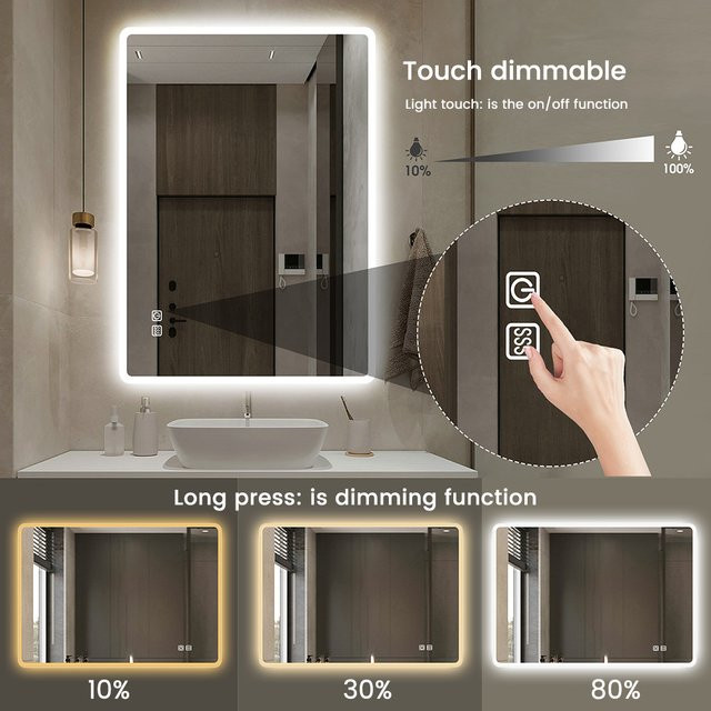 Aideepen Touch Sensor Dimmer Schalter für LED Badezimmer Spiegel, DC 12V 5A 60W, Farbe: Weiß - Bild 1