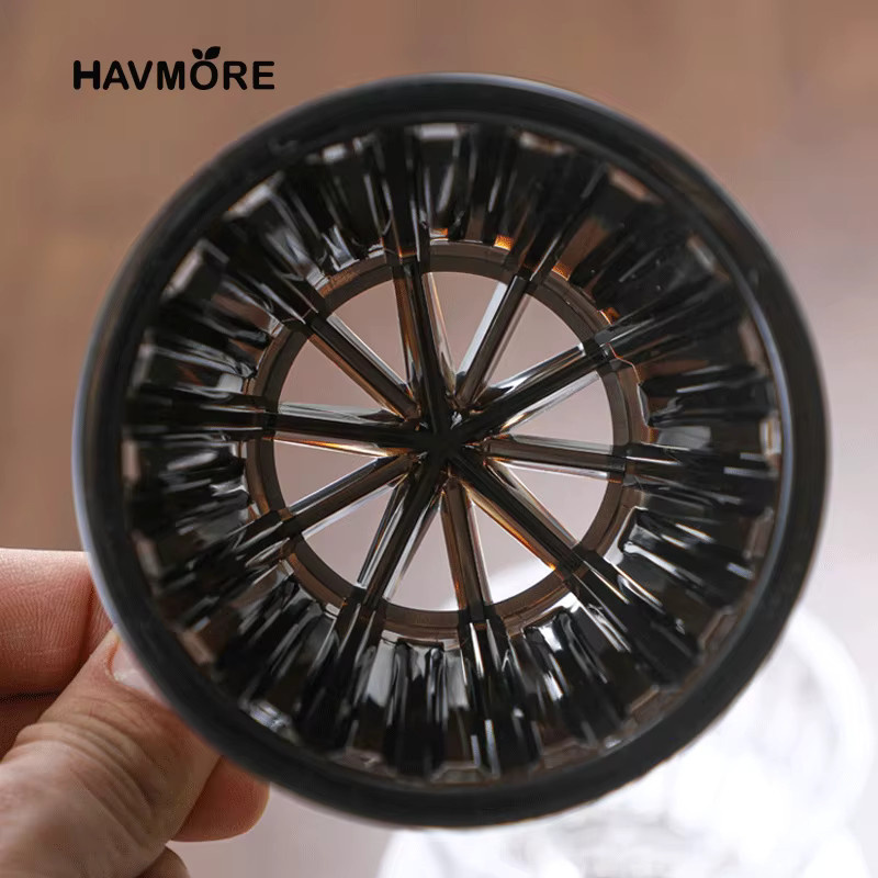 HAVMORE Wave Coffee Dripper Crystal Eye Pour Over Set mit 50 Kaffeefiltern, transparent/weiß - Bild 3