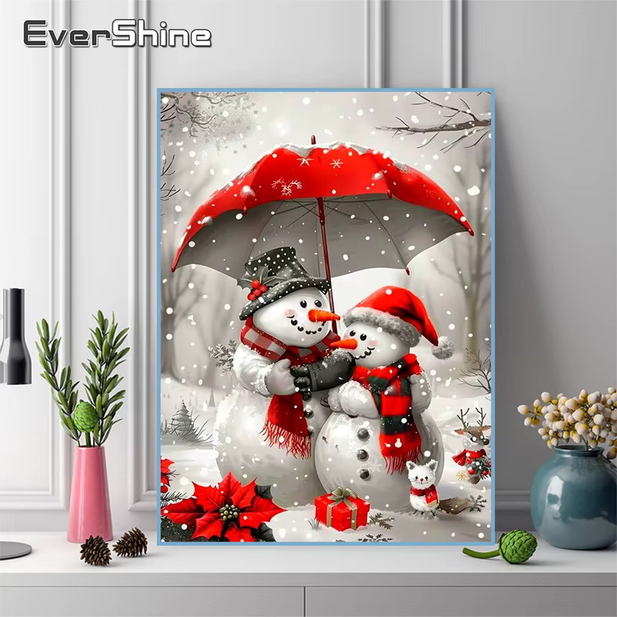 Evershine Diamantgemälde Schneemann als Vollbohrer-Set mit runden Strasssteinen in Multicolour, B/H: 20 x 30 cm - Bild 3