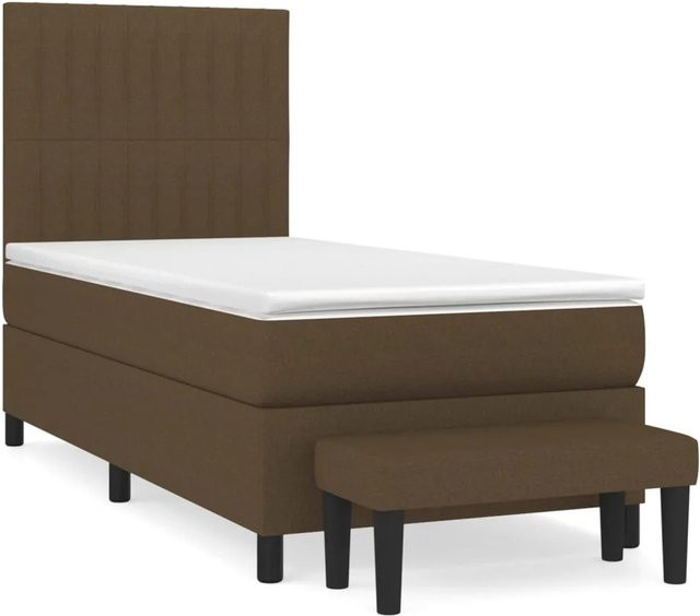 vidaXL Boxspringbett mit Matratze in Dunkelbraun und Weiß, Hybrid-Design mit Taschenfederkern, B/T/H: 100 x 200 x 118 cm - Bild 1