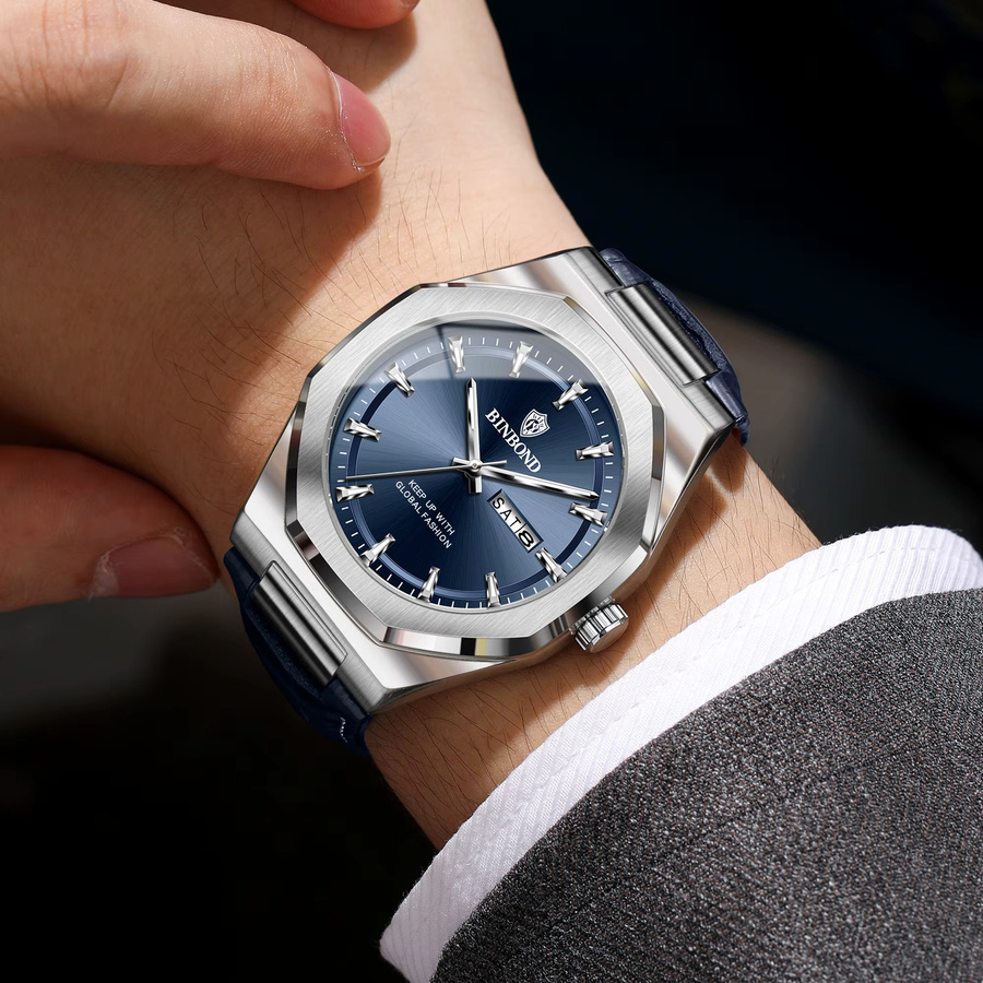 BINBOND Armbanduhr Quarz, Edelstahl, Blau, Herren - Bild 4