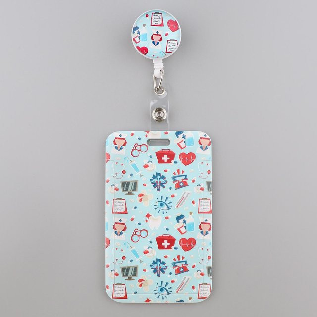 Grey's Anatomy Cartoon Ausweisrolle von Yiran Furniture, einziehbarer Ausweishalter in Pink und Multicolour für Krankenschwestern und Arbeitskarten - Bild 1