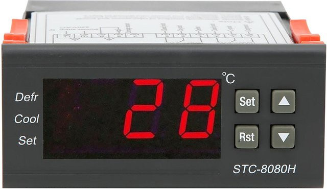 STC 8080H Temperaturregler mit Kühl- und Abtau-Alarm in Grau - Bild 1