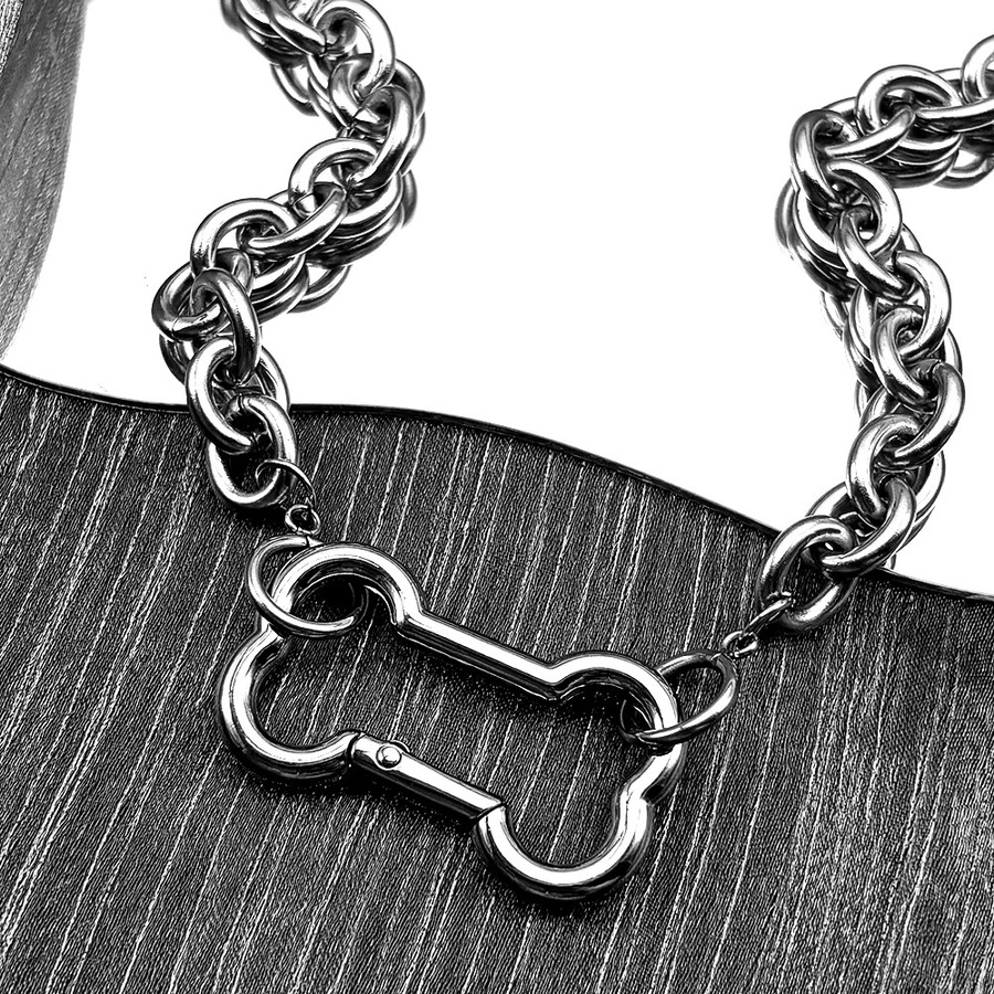 AMIMJ Halskette, Hunde Knochen Anhänger, Edelstahl, Silber, Damen - Bild 2