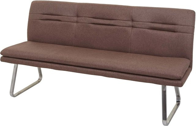 BERLINLODGE Sitzbank Modern in Braun mit Rückenlehne aus Stoff und Edelstahl Gebürstet B/T/H: 180 x 90 x 59 cm, Sitzhöhe: 49 cm - Bild 1