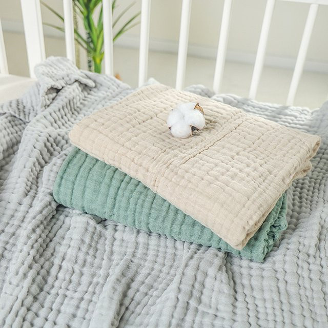 6-lagige Babydecke aus Baumwollgaze in Beige, weiches Musselin-Badetuch und Wickeltuch für Neugeborene - Bild 1