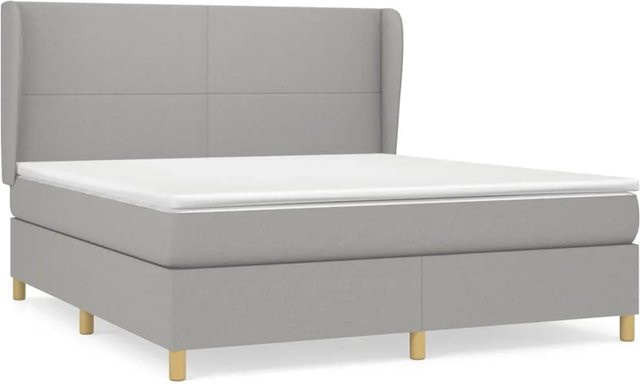 vidaXL Boxspringbett mit Matratze Hybrid-Design in Hellgrau, B/T/H: 180 x 200 x 118 cm - Bild 1