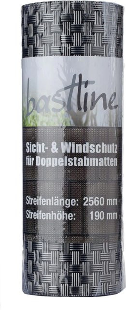 Deutsche Zauntechnik Sichtschutzstreifen Bastline für Doppelstabgittermatten, Farbe: Silber, B: 256 cm, L: 20 m - Bild 1