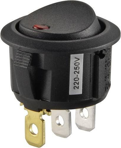 TRU Components TC-R13-208B2-02 RD Wippschalter 250 V/AC 10A 1 x Aus/Ein rot rastend - Bild 1