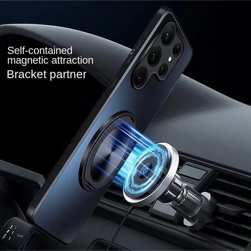 Stoßfeste MagSafe Hülle für Samsung Galaxy S26 S25 S24 S23 S22 Ultra mit Magnetring und Ringhalter in Schwarz - Bild 5