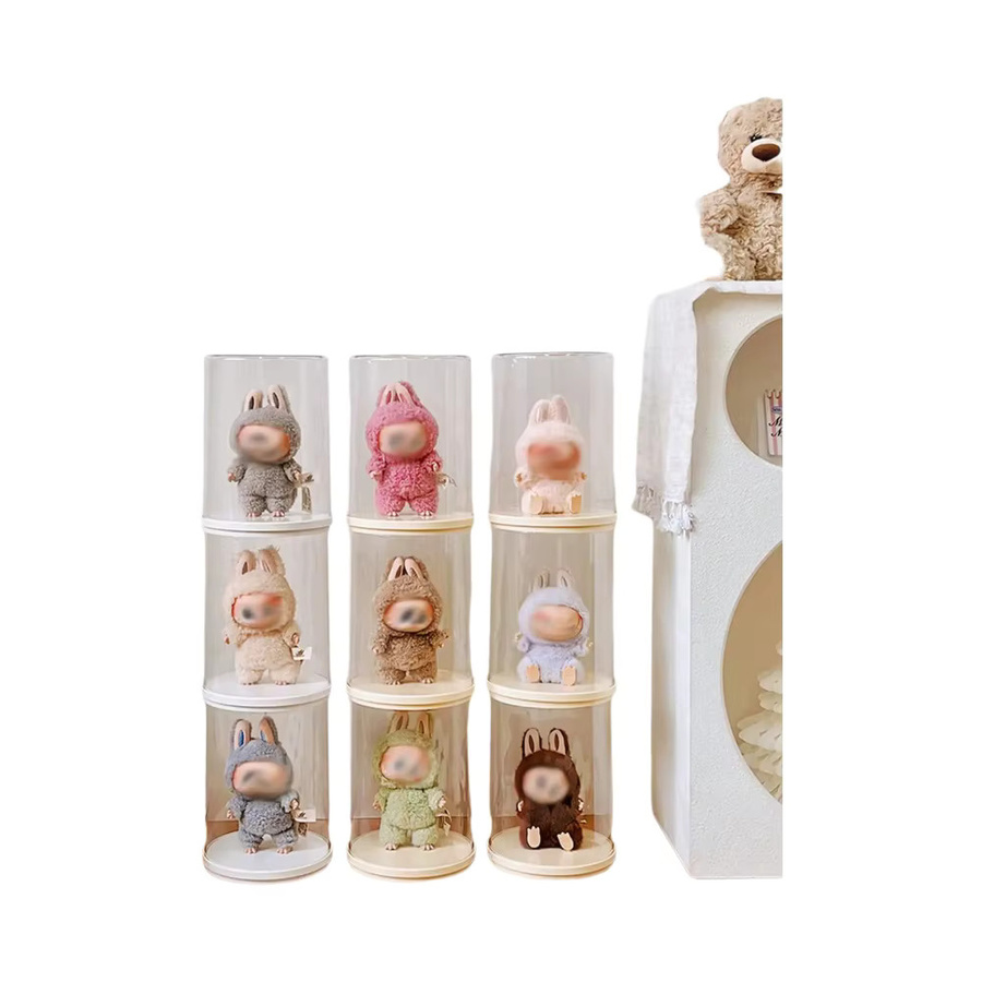 Drehbare transparente Acryl-Vitrine für LABUBU Plüschpuppen-Schlüsselanhänger, staubdichter hängender Präsentationsständer aus Kunststoff, Farbe: Transparent - Bild 2