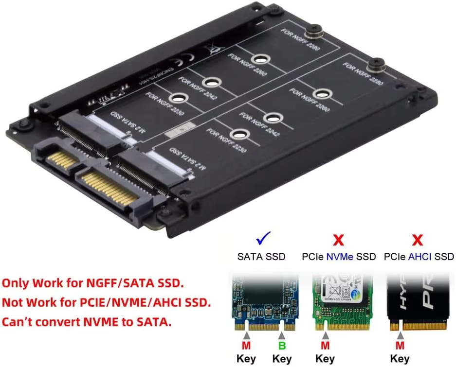 T.F.SKYWINDINTL Dual NGFF B+M Key M.2 SSD zu 2,5 Zoll SATA Combo HDD-Laufwerksgehäuse mit JBOD Raid0 Span Bridge in Schwarz - Bild 6