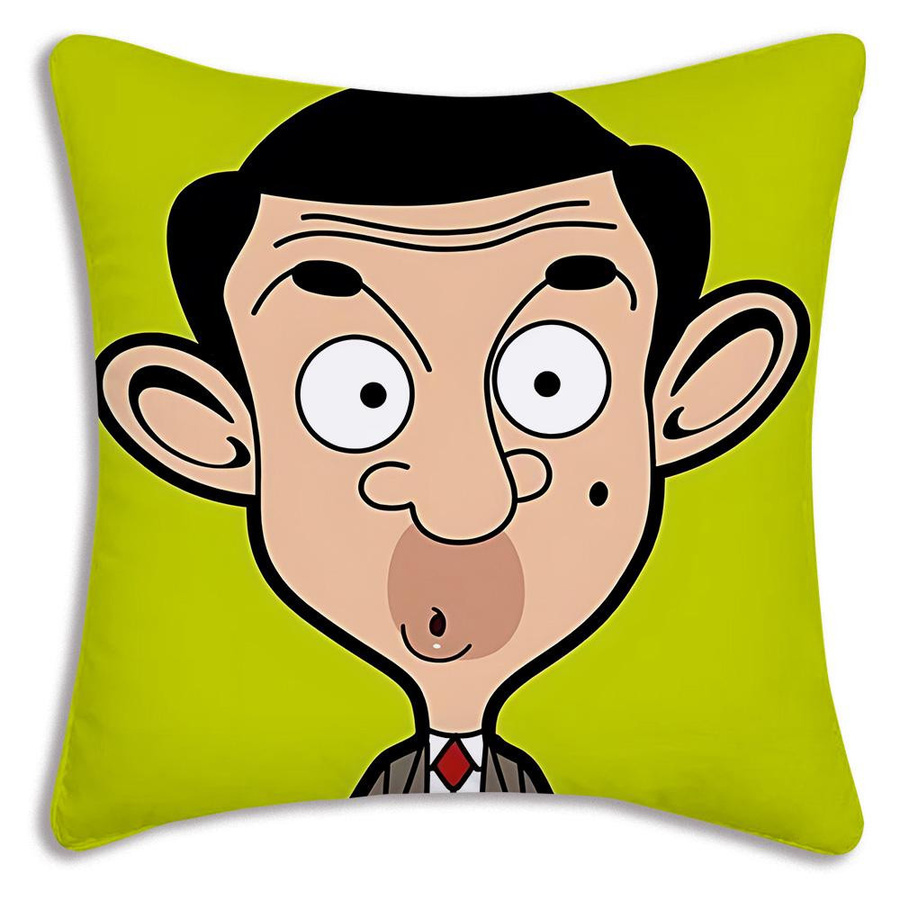 Niedlicher Anime Mr. Bean Kissenbezug aus Plüsch mit doppelseitigem Druck, Multicolor, B/T/H: 18 x 18 x 18 cm - Bild 5