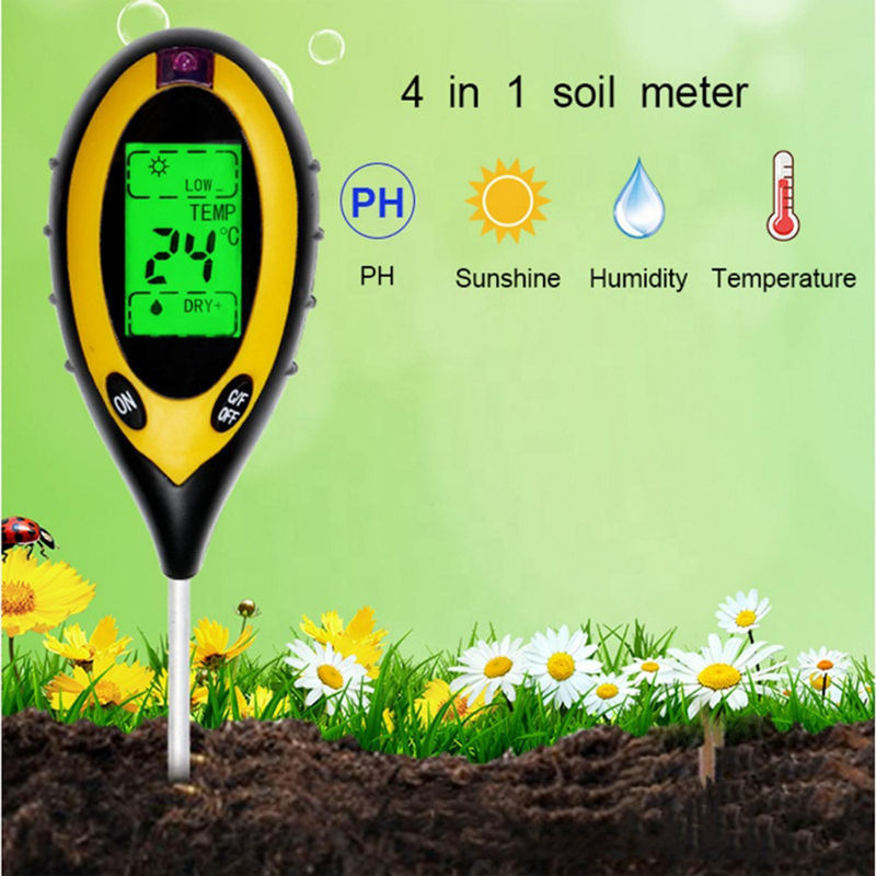 Kkmoon 4-in-1 Bodenuntersuchungsinstrument in Gelb für Garten, Rasen und Gemüsegarten zur Messung von Licht, Temperatur, Luftfeuchtigkeit und pH-Wert - Bild 3