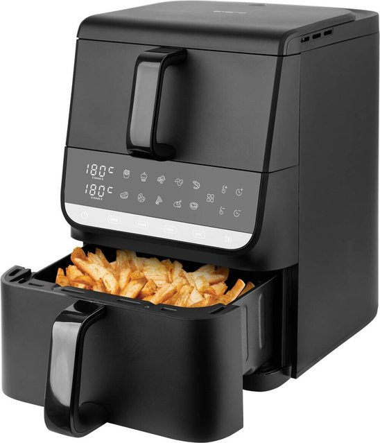 Emerio Heißluftfritteuse AF-133542.2 Dual Zone in Schwarz mit 10 l Volumen, B/H/T: 28,4 x 40,3 x 40,3 cm - Bild 1