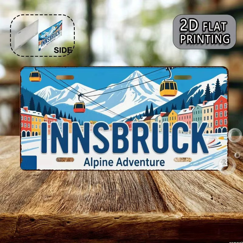 CIFBUY Innsbruck Vintage Metall-Aluminium-Schild als dekoratives Wandschild, Mehrfarbig, B: 30,48 cm, H: 15,24 cm - Bild 4