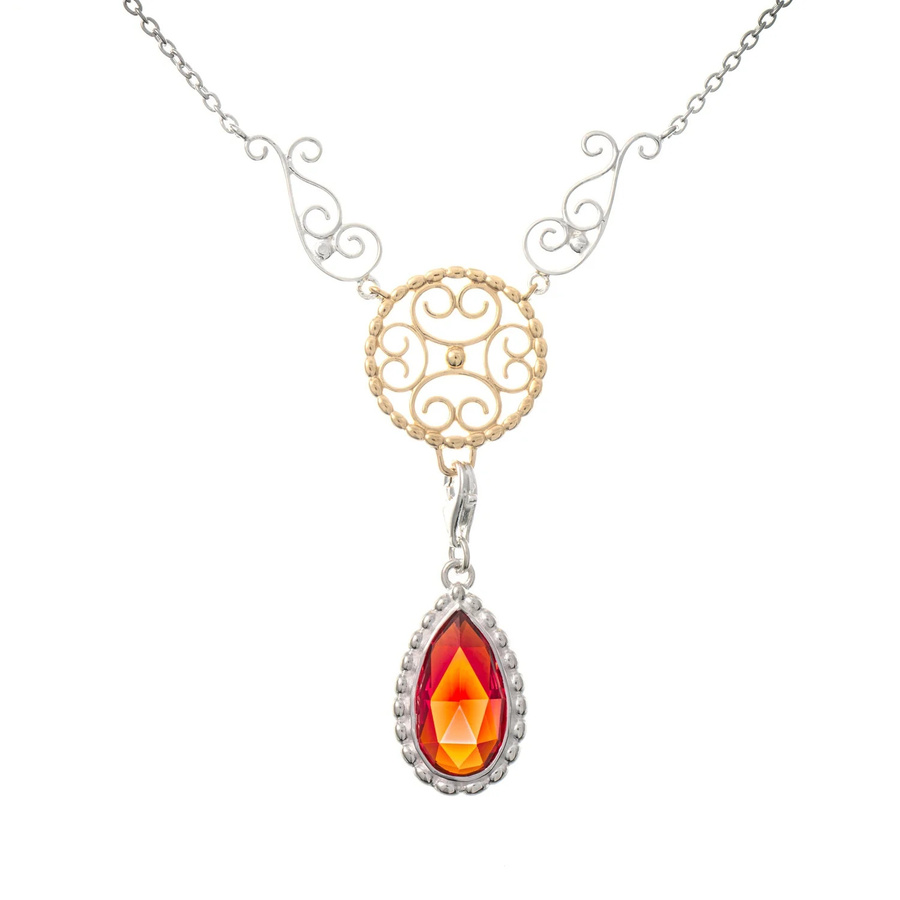 Collier Signature, 925 Silber, teilvergoldet, roter Stein, Damen - Bild 1