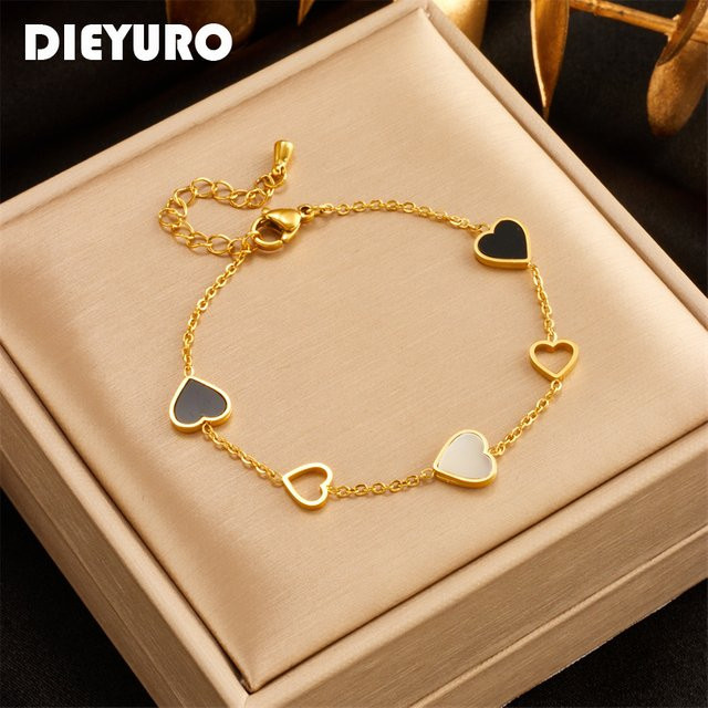 DIEYURO Armband, Edelstahl, Gold, Damen, Herz Liebe Charm - Bild 1