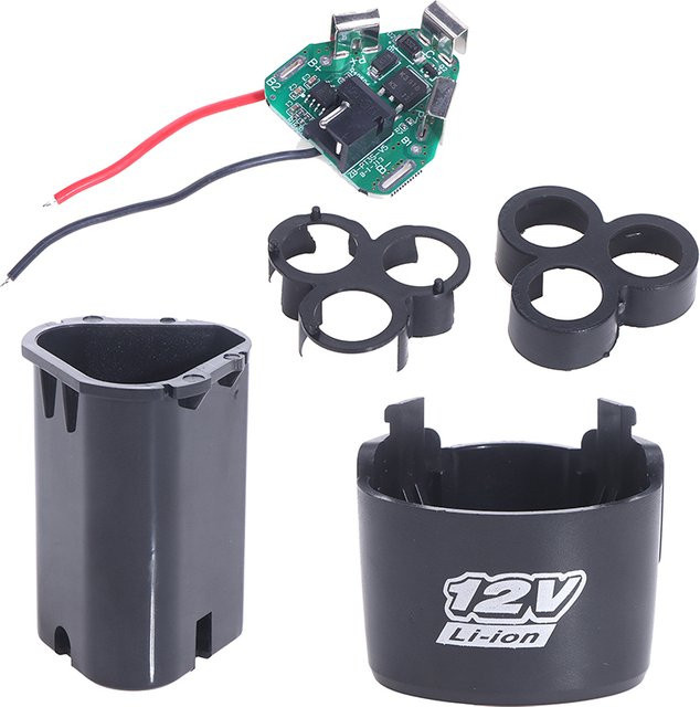 JETTING BMS 18650 Lithium-Akku-Gehäuse mit Halterung und 3S 12V DC Schutzplatine für Handbohrmaschinen, Schwarz - Bild 1