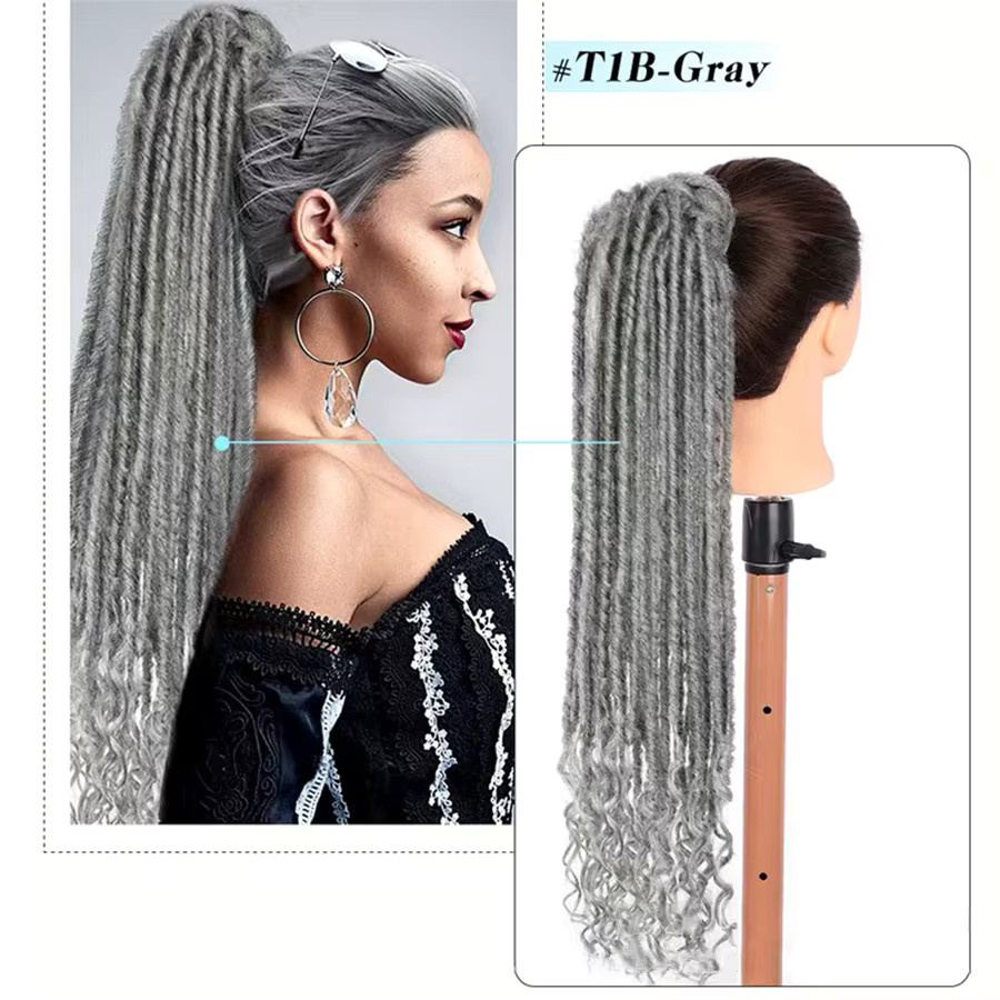 URmeili Clip-in Dreadlock-Ponytail-Extensions Faux Locs, Damen - Bild 3