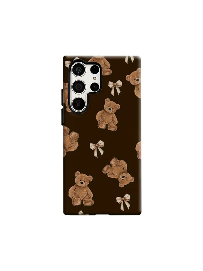 Stoßfeste Handyhülle mit Teddybär- und Schleifenmotiv für Samsung Galaxy S25 Ultra, S24 und S23 Ultra Plus in Braun - Bild 4