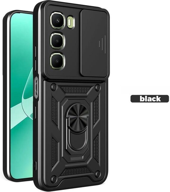 Stoßfeste Ring-Schiebe-Magnet-Hülle mit Kameraobjektiv-Schutz für Infinix Hot 60 Pro 4G, Hot 60i und Hot 60 Pro Plus in Blau - Bild 1