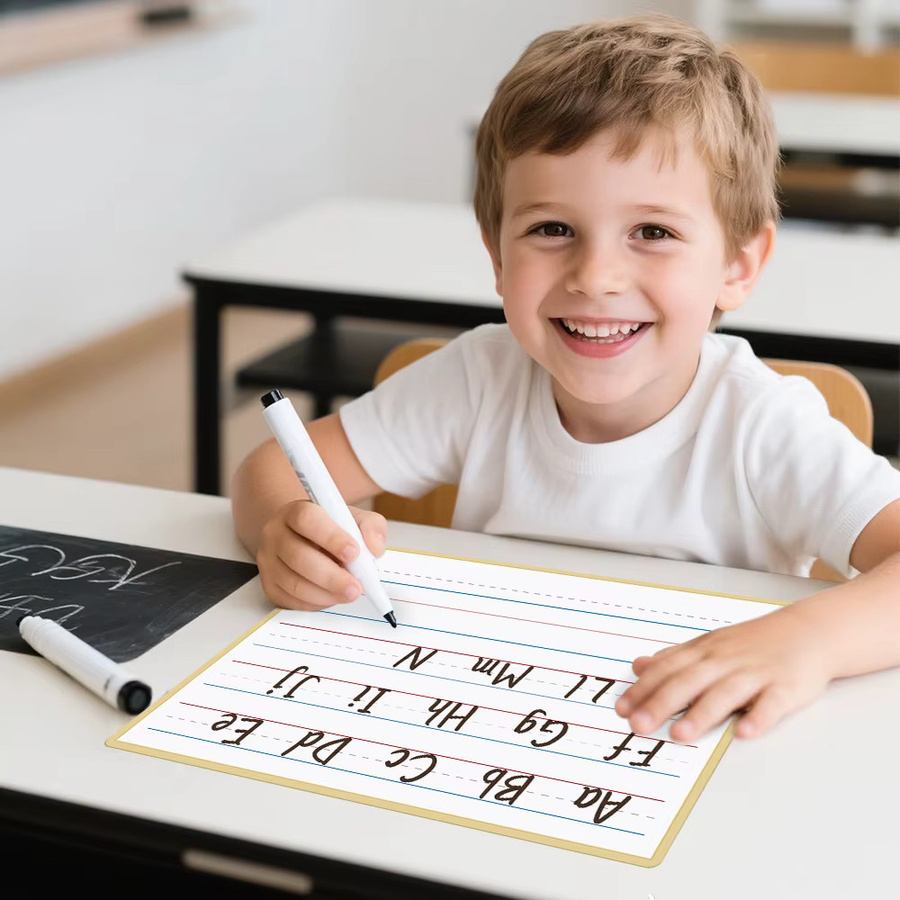 10 doppelseitig löschbare Alphabetisierungsschreibkarten mit zwei Gittern, dreireihig und alphanumerisch, multicolour, für Lernhilfen in der Grundschule - Bild 2