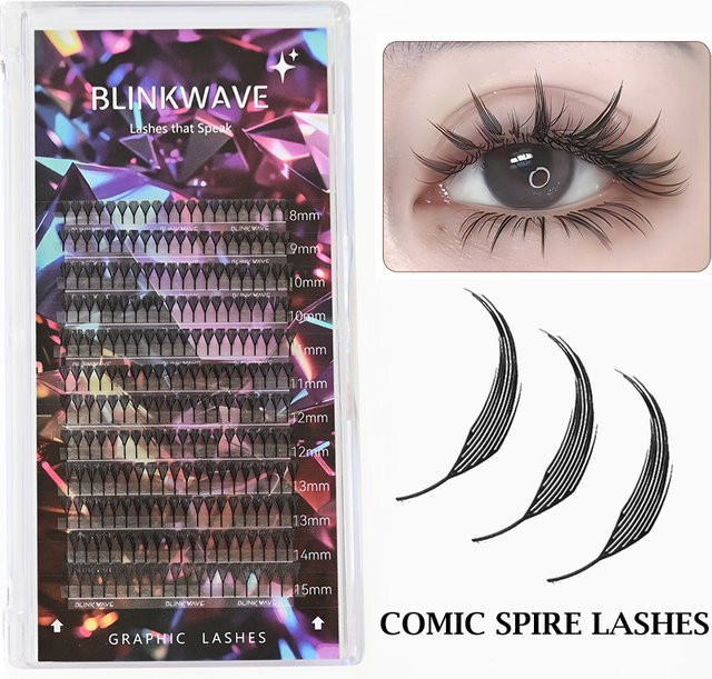Blinkwave Comic Spire Wimpern Mix 8–15 mm, vorgefertigte Fächerwimpern - Bild 1