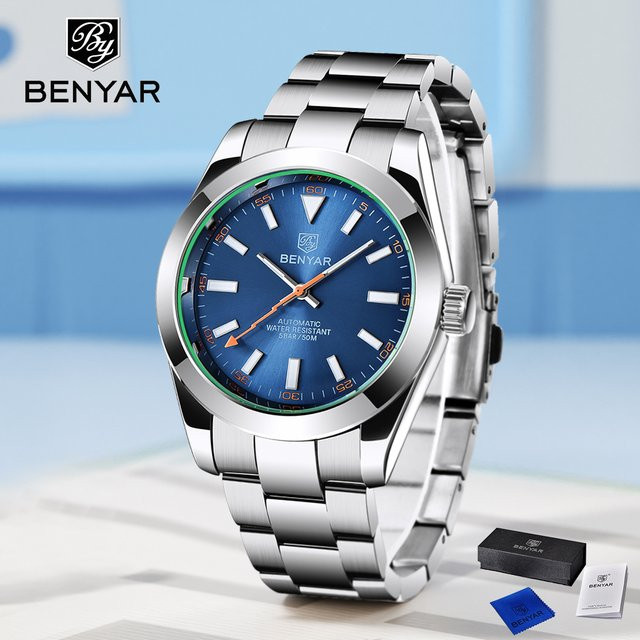 BENYAR Armbanduhr Automatik, Edelstahl, Blau, Herren - Bild 1
