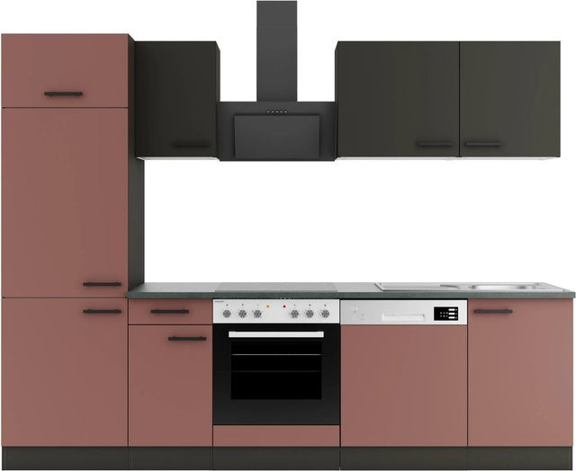 OPTIFIT Küchenzeile Madrid420/Nizza407 in Anthrazit und Rostrot mit modernem Design und Breite: 270 cm - Bild 1