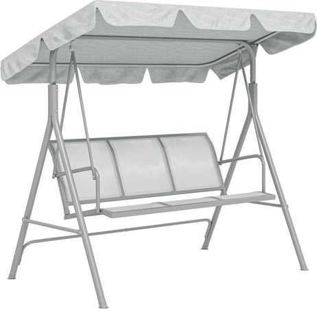Outsunny 3-Sitzer Hollywoodschaukel mit verstellbarem Sonnendach in Grau, B/T/H: 171 x 108 x 154 cm