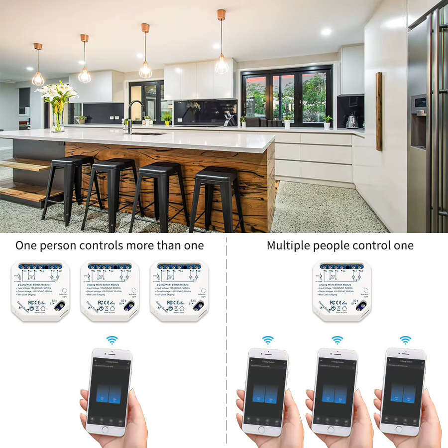 LoraTap Tuya Smart Leben Wifi Schalter 2 Gang Relais Modul in Weiß zur intelligenten Beleuchtungssteuerung mit Google Home und Alexa Sprachsteuerung - Bild 3