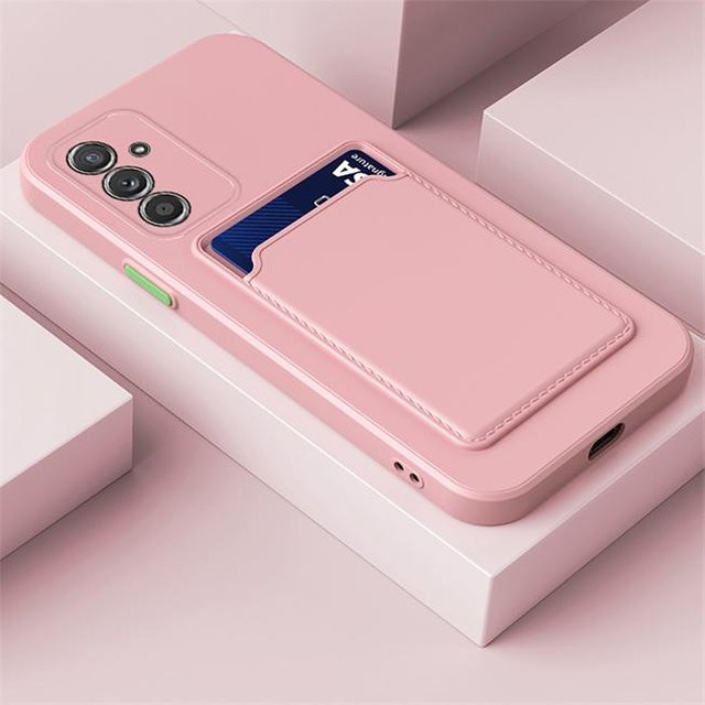 Handyhülle mit Kartensteckplatz für Samsung Galaxy A55 5G A54 A53 A34 A15 A14 A13 A12 A16 A26 A36 A56 in Pink - Bild 1