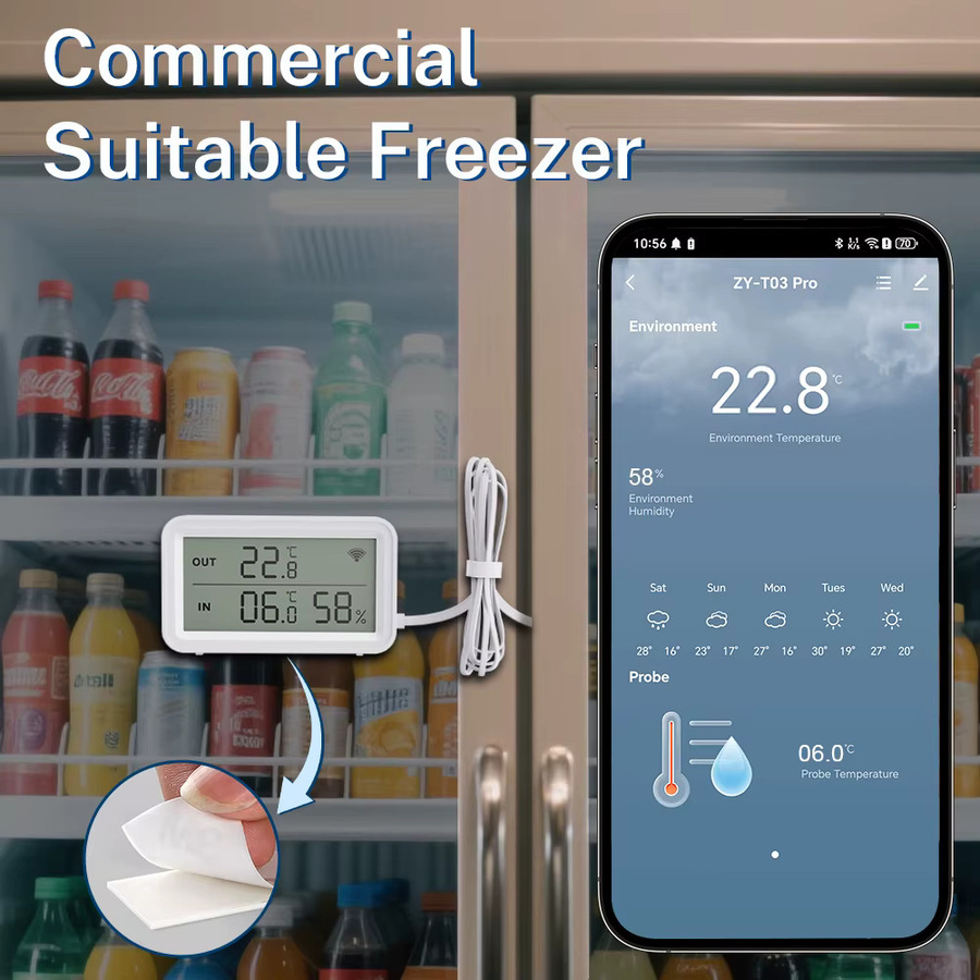 Tuya Smart WiFi Zigbee Temperatur- und Feuchtigkeitssensor mit 2,36-Zoll-LCD und externem Temperaturfühler für Kühlschrank und Aquarium, Farbe: Weiß, kompatibel mit Google Home und Yandex - Bild 4