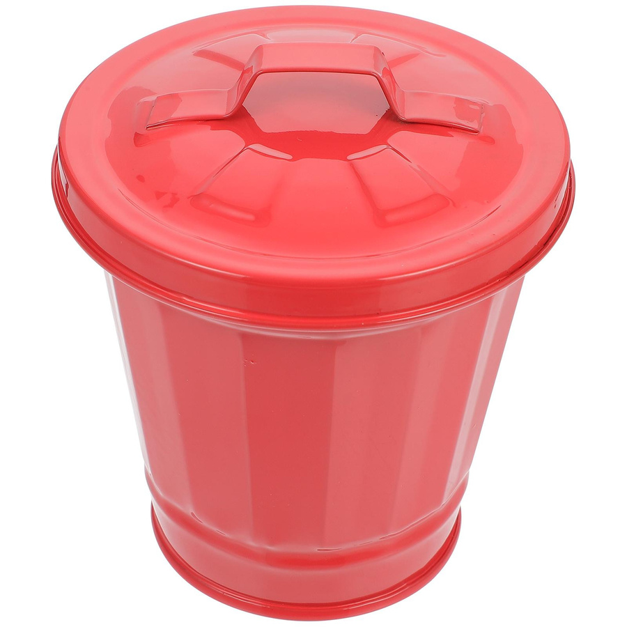 Metallischer Schreibtisch-Mülleimer und Stifthalter in Rot für Büro und Desktop - Bild 2