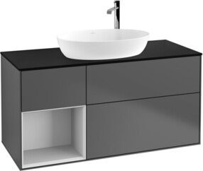 V&B Waschtischunterschrank Finion mit Wandbeleuchtung, Anthrazit lackiert, Breite: 120 cm, Tiefe: 50,1 cm, Höhe: 50,1 cm - Bild 1