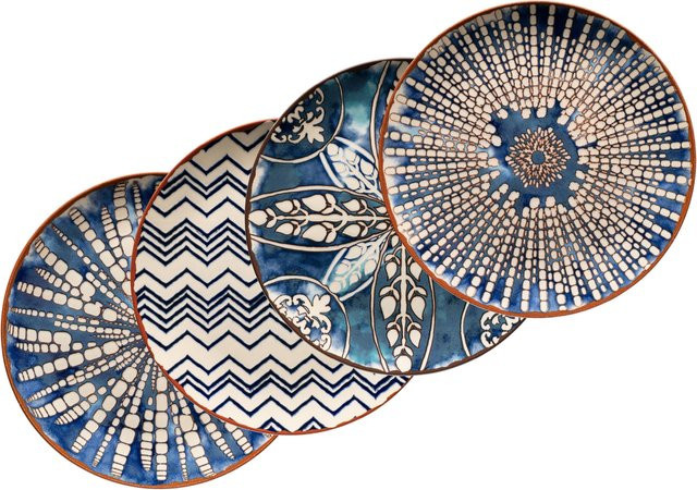Mäser Platzteller-Set Iberico Blue aus Steinzeug, 4-teilig, Blau/Weiß, Durchmesser: 32 cm - Bild 1