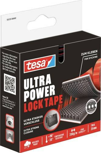 tesa Ultra Power Lock Klettband schwarz, 1 m x 25 mm - Bild 1