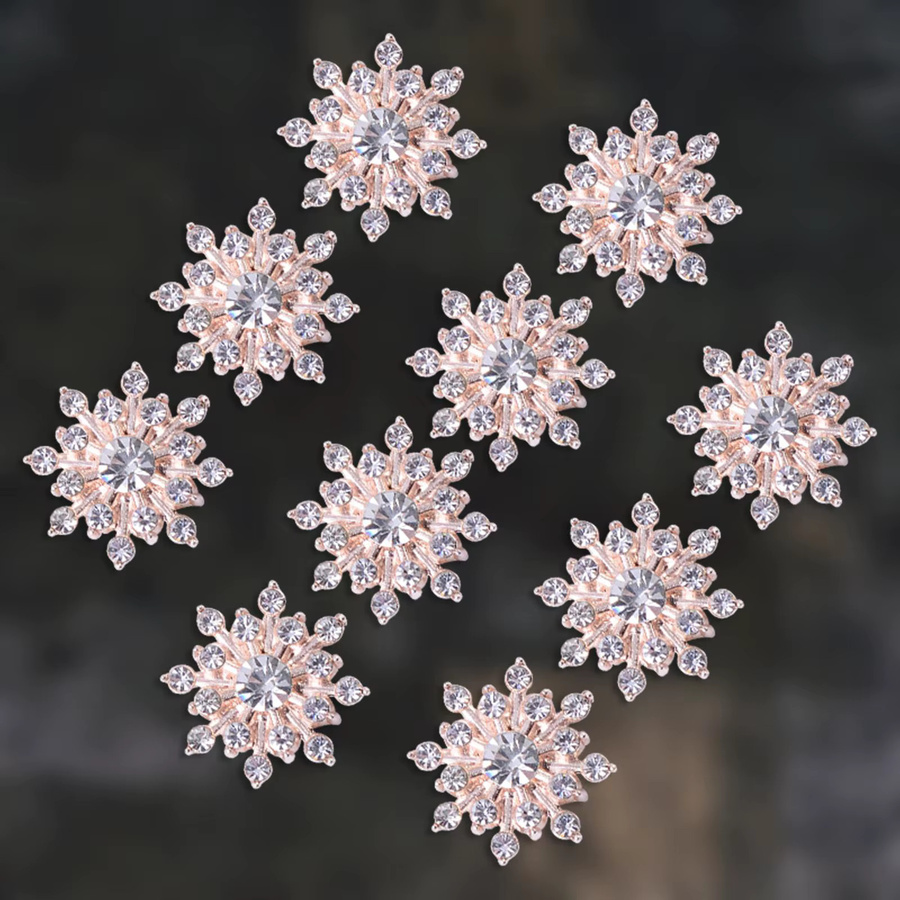 10 Stück Kristall Blumen Knöpfe in Silber als DIY Strass Flatback Verzierung für Bastelarbeiten und Dekoration - Bild 2