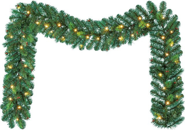 Tannengirlande mit LED-Beleuchtung in Grün, Länge: 270 cm - Bild 1