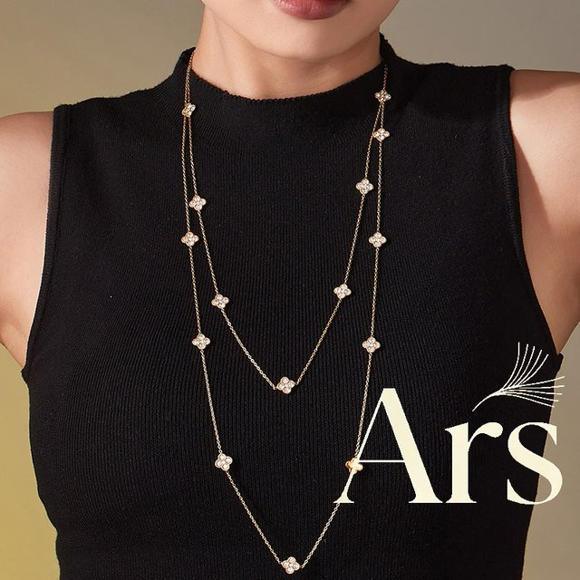 Ars Halskette Edelstahl, 18 Karat vergoldet, Zirkonia, 80 cm, Damen - Bild 1