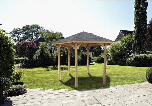 Wolff Finnhaus Holzpavillon Kreta 6 in Beige mit Sechseckdach, B/T: 366 x 257 cm - Bild 1