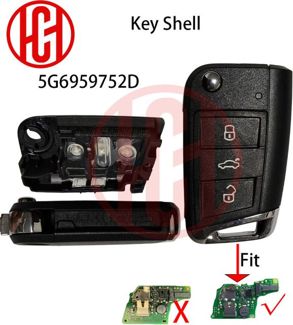 Harleson Fernbedienungs-Autoschlüsselgehäuse 2G6959752D für Volkswagen VW Golf Polo T-Cross Skoda Seat Hu162t 3-Tasten in Schwarz - Bild 1