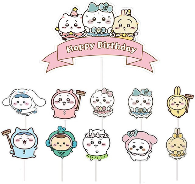 Bandai Chiikawa Anime Tortendekoration-Set, Cupcake-Topper - Bild 1