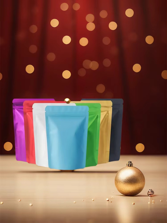 Blaue Mylar-Standbeutel mit Ziplock zur feuchtigkeitsbeständigen Aufbewahrung von Lebensmitteln wie Kaffeebohnen, Nüssen und Getreide - Bild 5