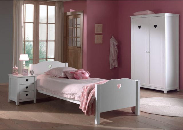 Vipack Schlafzimmer Set Amori in Weiß bestehend aus Einzelbett, Nachtkonsole und 2-türigem Kleiderschrank - Bild 1